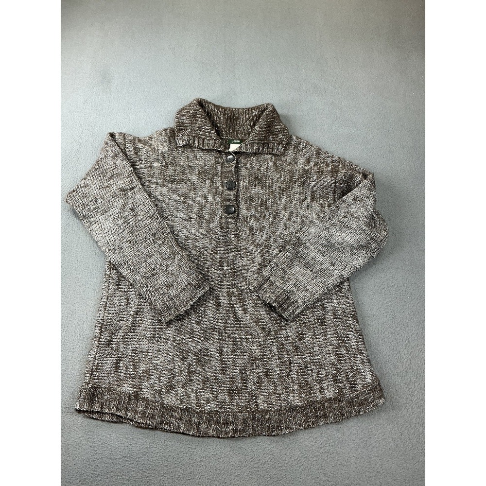 J.CREW Sweater Womens XS Brown Collared Pullover Heavyweight Chunky-Knit